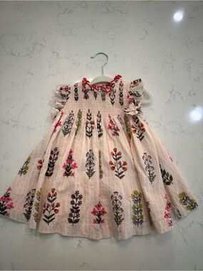 Pink Chicken Light Pink Floral Smocked Cotton Dress